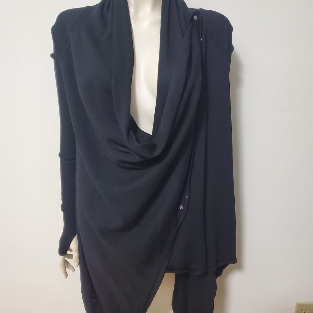 NFP NEW FORM PERSPECTIVE Black merino wool rick owens style open cardigan - OS